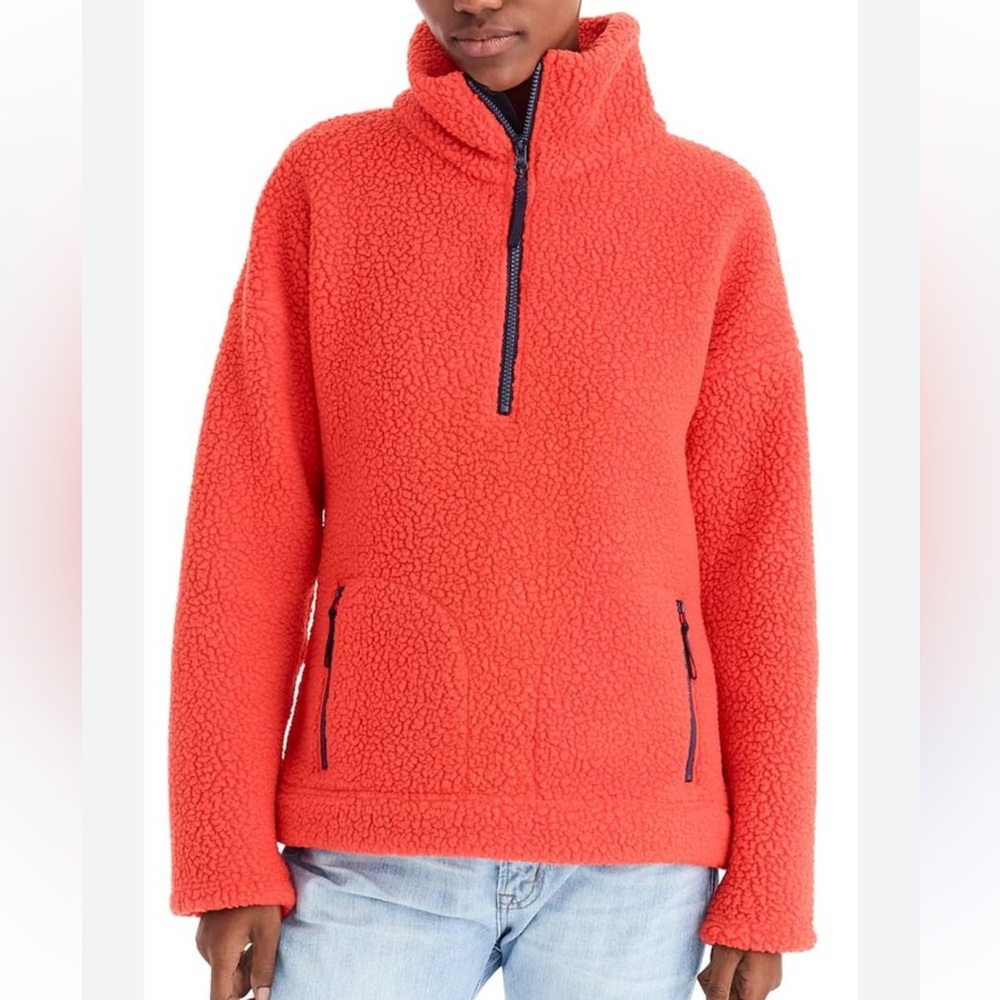 J. Crew Coral Teddy Quarter-Zip Jacket